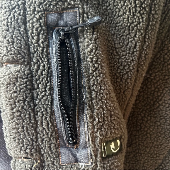 Eddie Bauer Sherpa Lined Denim Jacket Women’s 14/16 Dark Wash Trucker Coat - Picture 13 of 13